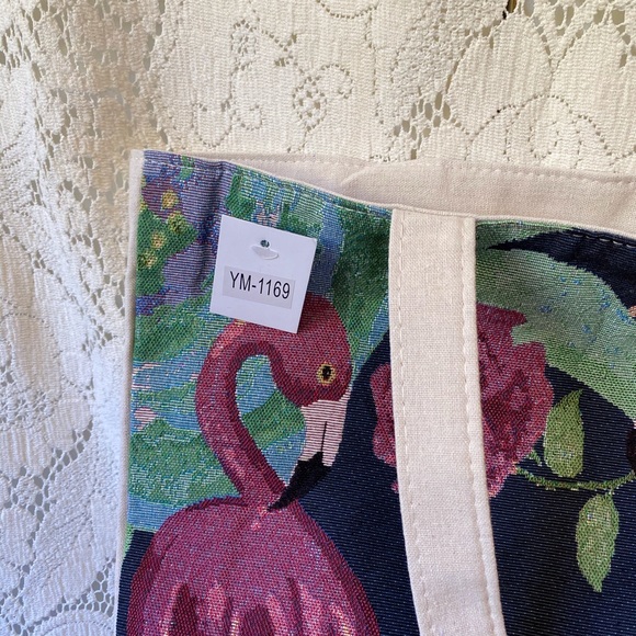 Flamingo Tropical Paradise Canvas Tote Bag - Picture 10 of 12
